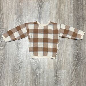 H&M Checkered Sweater in Cream and Brown